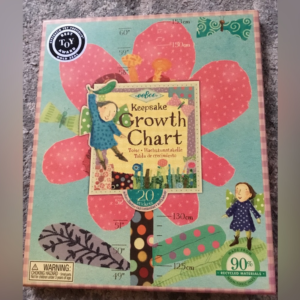 eeboo keepsake growth chart hot pink flower 2005